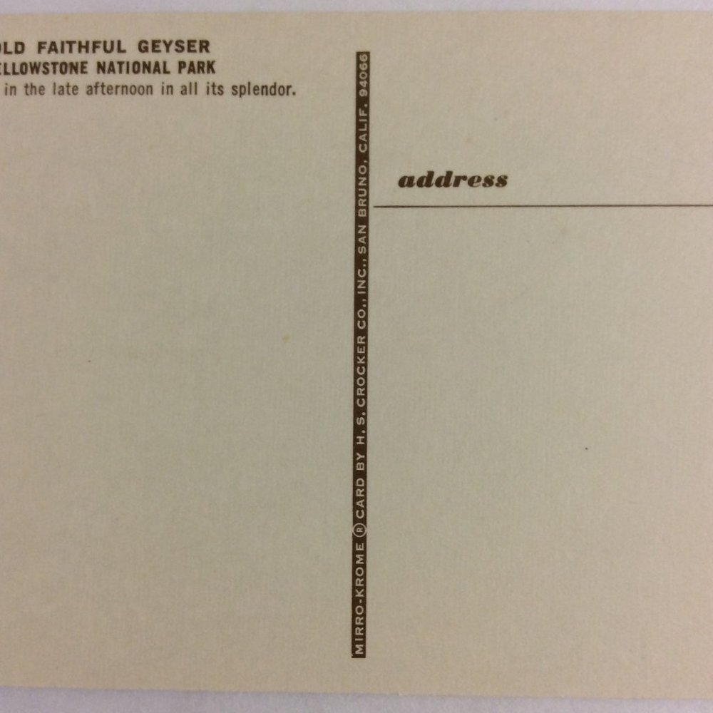 VINTAGE Post Card Old Faithful Geyser Yellowstone - Picture 11 of 12